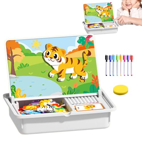 Vesidoloy Magnetisches Gesichtspuzzle,Doppelseitiges pädagogisches Puzzlespiel - Magnetisches Gesicht Anziehen Zuordnungsspiel Für Vorschule Kindergarten Zuhause Reise Urlaub Neujahr Weihnachten - Für von Vesidoloy