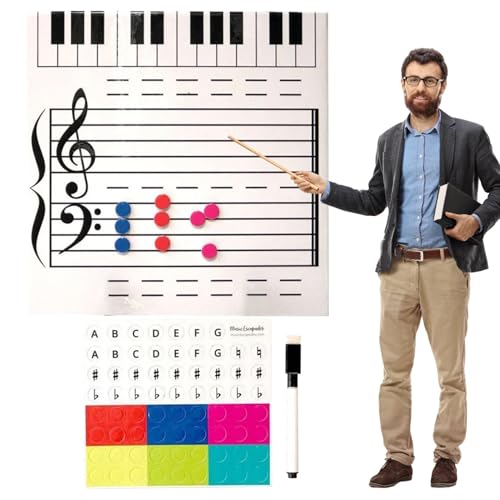 Vesidoloy Magnetisches Whiteboard für Musikpersonal, zweiseitig, magnetisch, zum Üben von Klavieren, trocken abwischbar, inklusive Marker für Kinder, Schüler Vesidoloy Magnetisches Whiteboard für Musikpersonal, zweiseitig, magnetisch, zum Üben von Klavieren, trocken abwischbar, inklusive Marker für Kinder, Schüler von Vesidoloy