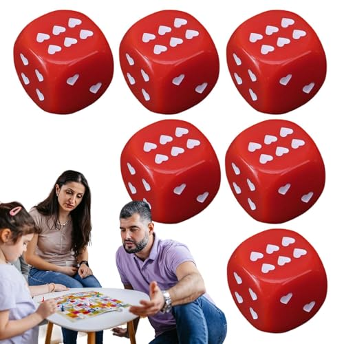 Vesidoloy Sechsseitige Würfel | Acryl Würfel Für Brettspiele Mit Herz-Muster,6 Stück Abgerundete Ecken Für Reise Unterricht Aktivitäten Urlaub Events Abend von Vesidoloy