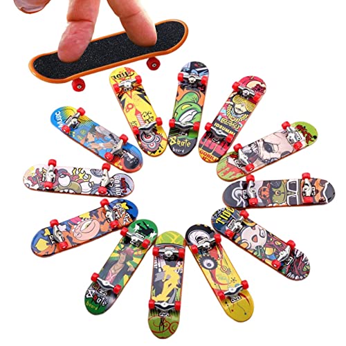 Vesone Griffbrettspielzeug, Finger-Skateboards für Kinder, 12 stücke Mini Finger Skateboard Spielzeug Skateboard Finger Spielzeug Set Skate Board Fingerspitze Bewegung Teen Erwachsene Party Favor von Vesone