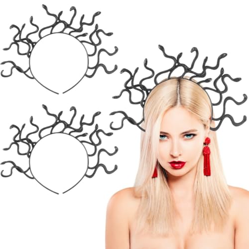 2 Stück Haarreifen Flexibler Kunststoff Neuheit Party Kopfschmuck Halloween Lustige Schlange Stirnbänder Ägyptische Schlange Haarreifen Kostüm Zubehör für Halloween Cosplay von Vestamore