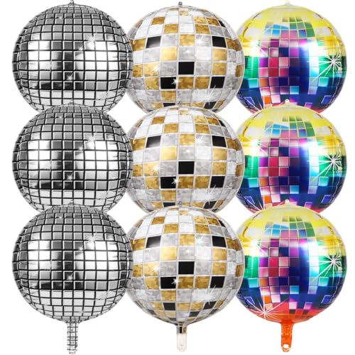 9 silberne 4D-Discokugel-Ballons, große aufblasbare Folienkugeln, perfekt für Partydekorationen und Fotografie-Hintergründe 9 silberne 4D-Discokugel-Ballons, große aufblasbare Folienkugeln, perfekt für Partydekorationen und Fotografie-Hintergründe von Vestamore