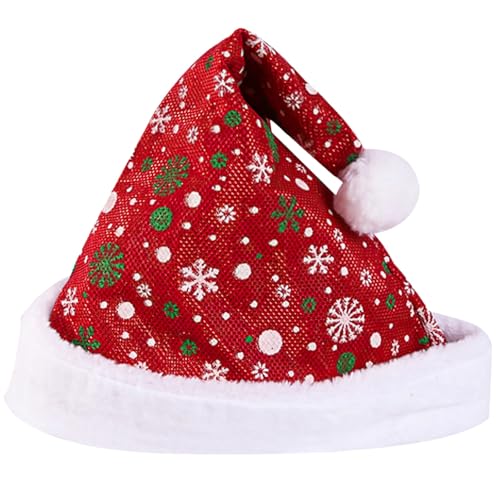 Extra Plüsch-Weihnachtsmannmütze für Weihnachten, 38,1 x 29,1 cm, Schneeflockenmuster mit weißem Rand für Urlaubskostüm und Dekoration von Vestamore