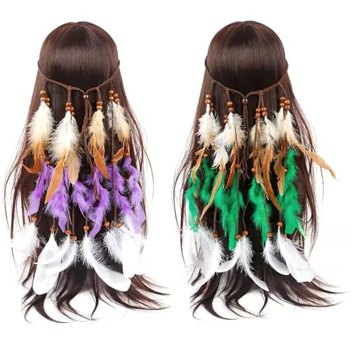 Vestamore 2-teiliges böhmisches Feder-Stirnband-Set, Kunstfaser-Feder-Kopfschmuck, grün, ideal für Halloween und als Geschenk Vestamore 2-teiliges böhmisches Feder-Stirnband-Set, Kunstfaser-Feder-Kopfschmuck, grün, ideal für Halloween und als Geschenk von Vestamore