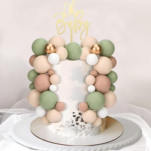 Veszoen 108 Stück Tortendeko Kugeln Mini Balls Cake Topper Tortendeko Geburtstag Kugel Schaum Ball Torten Topper für Hochzeitstag Geburtstag Torte Dekoration (Matcha Grün, Hellbraun, Khaki) von Veszoen