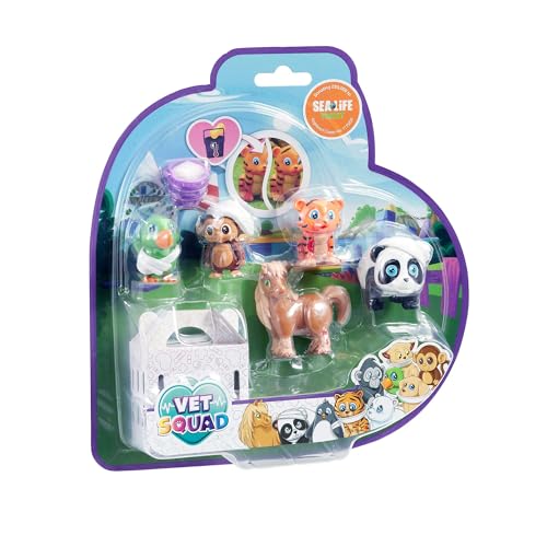 Vet Squad 5-teiliges Tierfiguren-Set: Ava, Emily, Yara und Robin - Miniaturfiguren zum Sammeln und Pflegen von Vet Squad