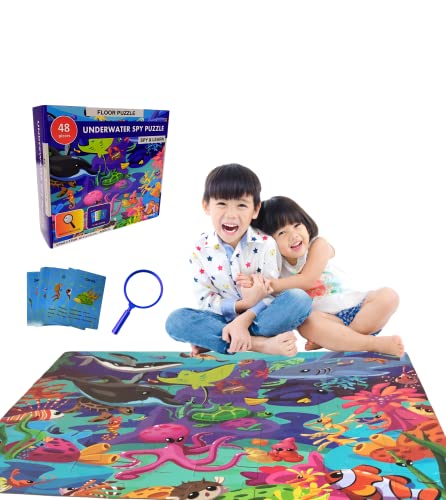 48-teiliges Puzzlespiel mit Karten und Lupe, für Kinder von 4 bis 8 Jahren, große Größe, 70 x 90 cm, pädagogisches Geschenk für Jungen und Mädchen 48-teiliges Puzzlespiel mit Karten und Lupe, für Kinder von 4 bis 8 Jahren, große Größe, 70 x 90 cm, pädagogisches Geschenk für Jungen und Mädchen von Vevoo