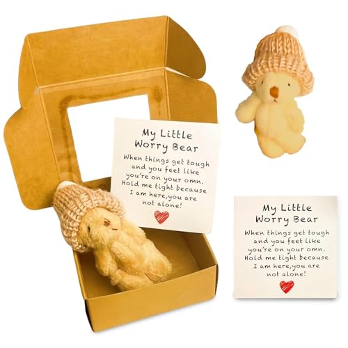 Vexilon Sorgenbär in einer Box, Sorgenbär Umarmung in einer Box mit inspirierender Karte, weiches Angstlinderungsgeschenk für Kinder und Erwachsene, niedliche Bären in einer Box für Stress, Komfort von Vexilon