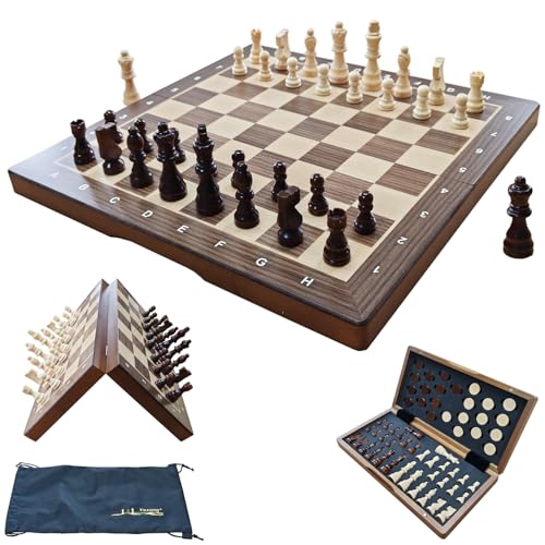 Magnetisches Schach-Set aus Holz für Erwachsene – 38,1 cm Schachbrett mit handgefertigten Teilen und Dame, 2 zusätzliche Königinn, faltbares tragbares Reise-Schach-Set mit Magnetverschluss Magnetisches Schach-Set aus Holz für Erwachsene – 38,1 cm Schachbrett mit handgefertigten Teilen und Dame, 2 zusätzliche Königinn, faltbares tragbares Reise-Schach-Set mit Magnetverschluss von Vexong