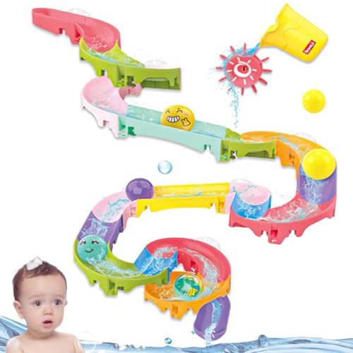 Vexran Badewannenspielzeug Badespielzeug Baby ab 2 3 4 5 Jahre, Wasserrad Saugnäpfe Badewannenspielzeug Baby Murmelbahn Wasserspielzeug Kinder Badewanne Kinder Geschenk von Vexran