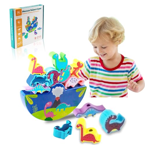 Vexran Dinosaurier Stapelspielzeug aus Holz, Balance Stapeln Spielzeug Spiele ab 2 3 4 5 Jahren Geschenke für Kinder Mädchen Junge Vexran Dinosaurier Stapelspielzeug aus Holz, Balance Stapeln Spielzeug Spiele ab 2 3 4 5 Jahren Geschenke für Kinder Mädchen Junge von Vexran