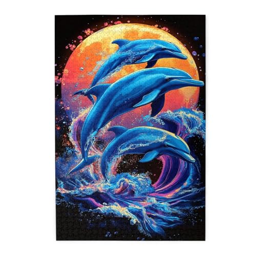 Vextrovia 1000 Stück Holzpuzzles, Mondlicht-Delfine, Meerestier-Thema, Erwachsenen-Puzzle, Brainstorming, lebendige Heimdekoration, Kunstwerk, lindert Arbeitsstress, Geschenk für Freunde Vextrovia 1000 Stück Holzpuzzles, Mondlicht-Delfine, Meerestier-Thema, Erwachsenen-Puzzle, Brainstorming, lebendige Heimdekoration, Kunstwerk, lindert Arbeitsstress, Geschenk für Freunde von Vextrovia