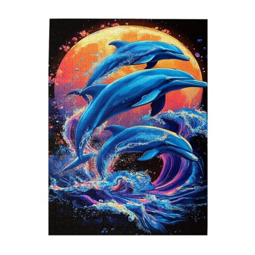 Vextrovia 500 Stück Holzpuzzles, Mondlicht-Delfine, Meerestier-Thema, Erwachsenen-Party-Puzzle, Brainstorming, lebendige Heimdekoration, Kunstwerk, lindert Arbeitsstress, Geschenk für Freunde Vextrovia 500 Stück Holzpuzzles, Mondlicht-Delfine, Meerestier-Thema, Erwachsenen-Party-Puzzle, Brainstorming, lebendige Heimdekoration, Kunstwerk, lindert Arbeitsstress, Geschenk für Freunde von Vextrovia