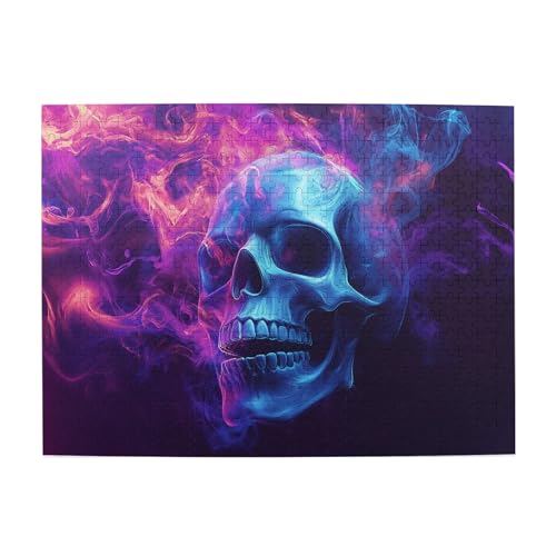 Vextrovia 500 Teile Fantasy Holzpuzzle, Puzzles für Erwachsene 500 Teile, Psychedelischer Schädel und Rauch, Erwachsenenpuzzle aus Holz, ideal zur Entspannung und Präsentation für Puzzle-Enthusiasten von Vextrovia