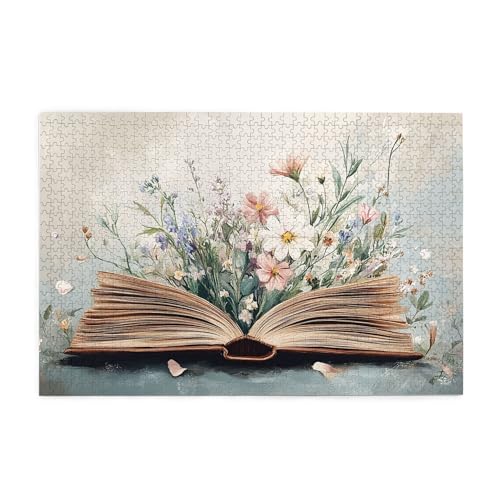 Vextrovia Blumen, die aus Büchern blühen, Puzzles für Erwachsene 1000 Teile, Vintage Erwachsene Handgemaltes Holzpuzzle, einzigartige Kunstwerke für Erwachsene, kreative Aktivität Hobbys für Vextrovia Blumen, die aus Büchern blühen, Puzzles für Erwachsene 1000 Teile, Vintage Erwachsene Handgemaltes Holzpuzzle, einzigartige Kunstwerke für Erwachsene, kreative Aktivität Hobbys für von Vextrovia