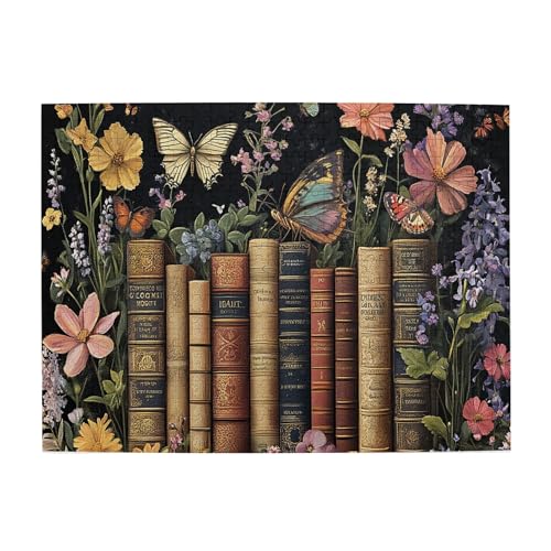 Vextrovia Blumen & Bücher, Puzzle für Erwachsene, 500 Teile, Holzpuzzle, Retro Style Puzzle für Erwachsene, 500 Teile Puzzles für Erwachsene, herausforderndes Puzzle Vextrovia Blumen & Bücher, Puzzle für Erwachsene, 500 Teile, Holzpuzzle, Retro Style Puzzle für Erwachsene, 500 Teile Puzzles für Erwachsene, herausforderndes Puzzle von Vextrovia