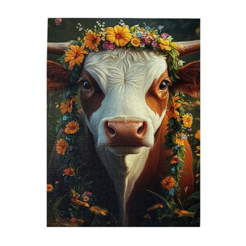 Vextrovia Blumen und Kühe, Holzpuzzles für Erwachsene 500 Teile, Brainstorming mit Bauernhofthema, Stressabbau, schickes Kunstwerk im Landhausstil, ideal für Spieleabende, Geschenke für Vextrovia Blumen und Kühe, Holzpuzzles für Erwachsene 500 Teile, Brainstorming mit Bauernhofthema, Stressabbau, schickes Kunstwerk im Landhausstil, ideal für Spieleabende, Geschenke für von Vextrovia