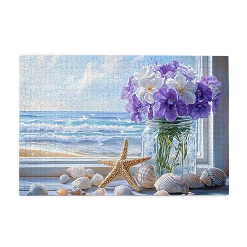 Vextrovia Blumen und Seestern auf der Fensterbank, Holzpuzzle Erwachsene Holzpuzzle Puzzles für Erwachsene 1000 Teile, ideal für Entspannung und Präsentation für Puzzle-Enthusiasten Vextrovia Blumen und Seestern auf der Fensterbank, Holzpuzzle Erwachsene Holzpuzzle Puzzles für Erwachsene 1000 Teile, ideal für Entspannung und Präsentation für Puzzle-Enthusiasten von Vextrovia