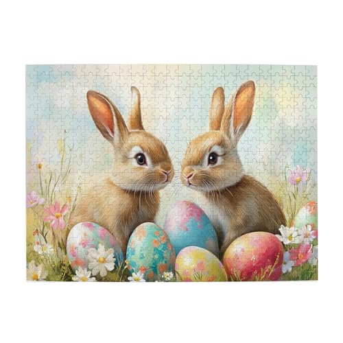 Vextrovia Bunte Eier und zwei Kaninchen, lustiges Kaninchen-Holzpuzzle für Erwachsene, klassische Urlaubsmotiv-Puzzles, vervollständigen Sie das Puzzle mit Ihrer Familie, Entspannung von Körper und Vextrovia Bunte Eier und zwei Kaninchen, lustiges Kaninchen-Holzpuzzle für Erwachsene, klassische Urlaubsmotiv-Puzzles, vervollständigen Sie das Puzzle mit Ihrer Familie, Entspannung von Körper und von Vextrovia