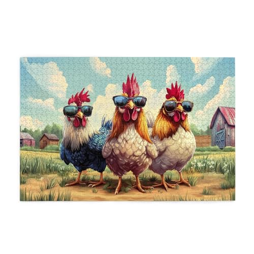 Vextrovia Drei Hühner in Sonnenbrille, Country Farm Erwachsene Holzpuzzle, Puzzles für Erwachsene 1000 Teile, Drei schrullige und lustige Hühner, unmöglich schwer schwierig herausfordernde Puzzles für Vextrovia Drei Hühner in Sonnenbrille, Country Farm Erwachsene Holzpuzzle, Puzzles für Erwachsene 1000 Teile, Drei schrullige und lustige Hühner, unmöglich schwer schwierig herausfordernde Puzzles für von Vextrovia