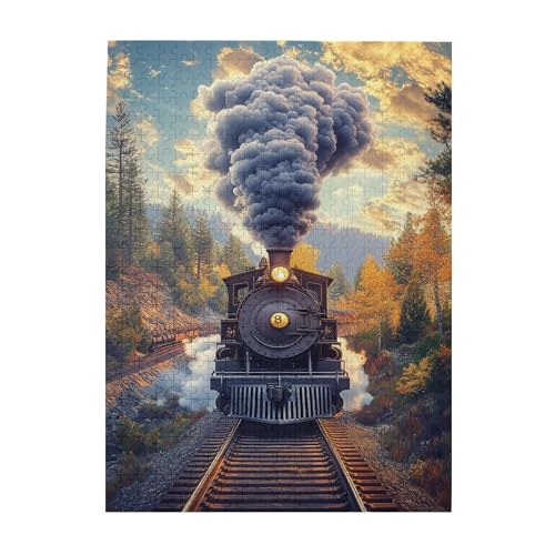 Vextrovia Erwachsenen-Party-Puzzle-Aktivität, Vintage-Dampfzug-Holz-Puzzle, alte Züge in Bewegung, Puzzle für Erwachsene, 500 Teile, Erwachsenenpuzzle für Dampfzug-Liebhaber von Vextrovia
