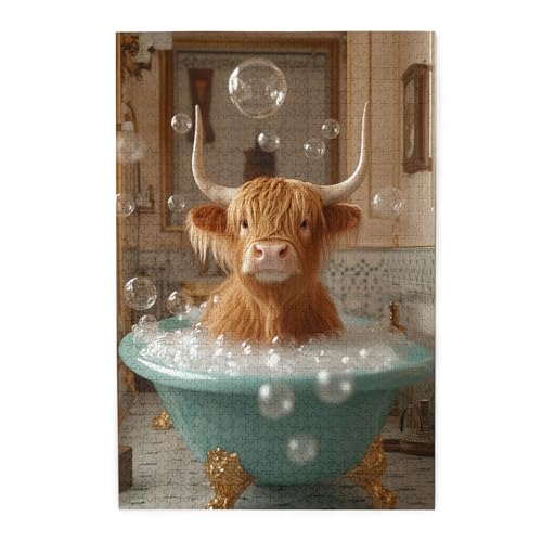 Vextrovia Fun Highland Cow Bathing, Puzzles for Adults 1000 Pieces Adult Wooden Jigsaw Puzzle Gift, 1000 Piece Vibrant Jigsaw, Ideal for Relaxation and Family Fun, Enjoy The Puzzle Solving Process Vextrovia Fun Highland Cow Bathing, Puzzles for Adults 1000 Pieces Adult Wooden Jigsaw Puzzle Gift, 1000 Piece Vibrant Jigsaw, Ideal for Relaxation and Family Fun, Enjoy The Puzzle Solving Process von Vextrovia