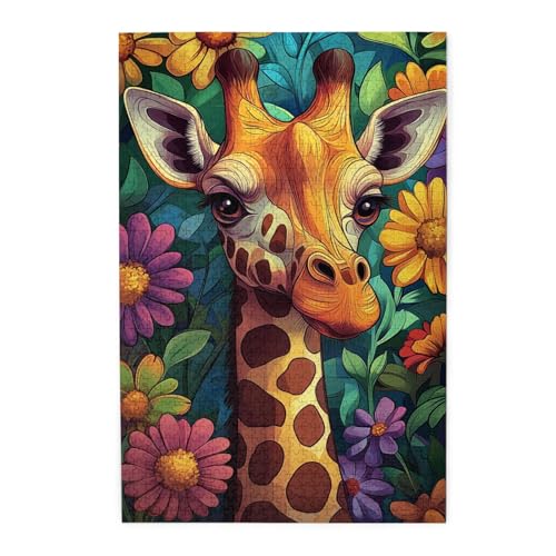 Vextrovia Giraffe in Blumen, Retro Visuals, 1000 Teile Holzpuzzle für Erwachsene, Klassische Ästhetik, Party Brainstorming, Stressabbau, Spielabend Wahl Tolles Geschenk für Familie und Freunde Vextrovia Giraffe in Blumen, Retro Visuals, 1000 Teile Holzpuzzle für Erwachsene, Klassische Ästhetik, Party Brainstorming, Stressabbau, Spielabend Wahl Tolles Geschenk für Familie und Freunde von Vextrovia