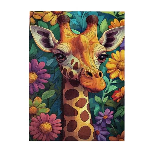 Vextrovia Giraffe in Blumen, Retro Visuals, 500 Teile Holzpuzzle für Erwachsene, Klassische Ästhetik, Party Brainstorming, Stressabbau, Spielabend Wahl Tolles Geschenk für Familie und Freunde Vextrovia Giraffe in Blumen, Retro Visuals, 500 Teile Holzpuzzle für Erwachsene, Klassische Ästhetik, Party Brainstorming, Stressabbau, Spielabend Wahl Tolles Geschenk für Familie und Freunde von Vextrovia