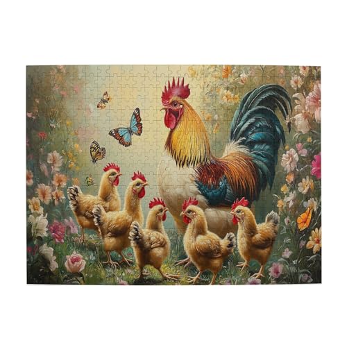 Vextrovia Hens and Chickens Among The Flowers, Puzzles for Adults 500 Pieces Adult Wooden Jigsaw Puzzles, Fun Farm Themed Wooden Puzzle for Home Decoration, Creative Activity Hobbies for Adults Vextrovia Hens and Chickens Among The Flowers, Puzzles for Adults 500 Pieces Adult Wooden Jigsaw Puzzles, Fun Farm Themed Wooden Puzzle for Home Decoration, Creative Activity Hobbies for Adults von Vextrovia