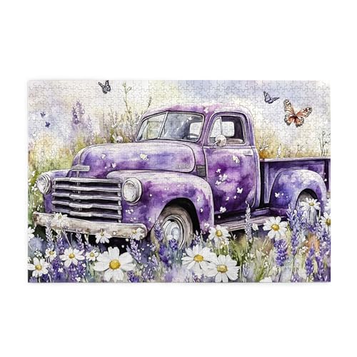 Vextrovia Holzpuzzle für Erwachsene, Aquarell-Blumen und LKW, Puzzles für Erwachsene, 1000 Teile, 1000 Teile, romantisches Aquarell-Puzzle-Kunstwerk, ideal für Entspannung und Familienspaß Vextrovia Holzpuzzle für Erwachsene, Aquarell-Blumen und LKW, Puzzles für Erwachsene, 1000 Teile, 1000 Teile, romantisches Aquarell-Puzzle-Kunstwerk, ideal für Entspannung und Familienspaß von Vextrovia