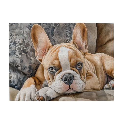 Vextrovia Holzpuzzle für Erwachsene, Motiv: Hunde auf der Couch, Puzzles für Erwachsene, 500 Teile, klassisches Aquarell-Puzzle-Kunstwerk, kreatives Spielen und Feiertagsparty, Geschenke, Kunstwerk von Vextrovia
