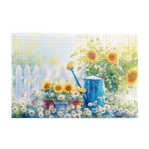 Vextrovia Holzpuzzle für Erwachsene, Sonnenblume in der Sonne, Puzzles für Erwachsene, 1000 Teile, klassisches Aquarell-Holzpuzzle-Kunstwerk, lindert Arbeitsstress und erfreut Geist und Körper von Vextrovia