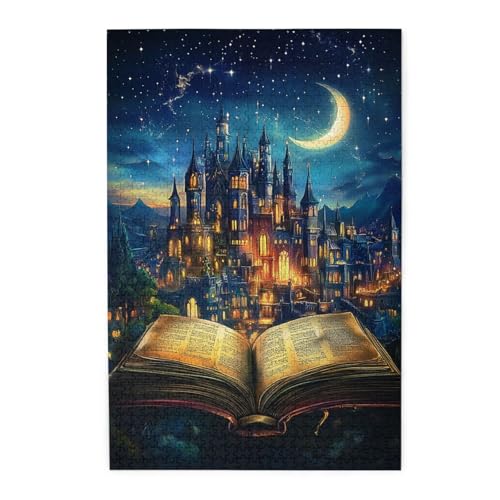 Vextrovia Holzpuzzles für Erwachsene, Kunstwerk voller Geheimnis und Fantasie, 1000 Teile Puzzle, offene Bücher und Mondschein Schlösser, entspannendes Brainstorming, ideal für Spieleabende, Geschenk Vextrovia Holzpuzzles für Erwachsene, Kunstwerk voller Geheimnis und Fantasie, 1000 Teile Puzzle, offene Bücher und Mondschein Schlösser, entspannendes Brainstorming, ideal für Spieleabende, Geschenk von Vextrovia