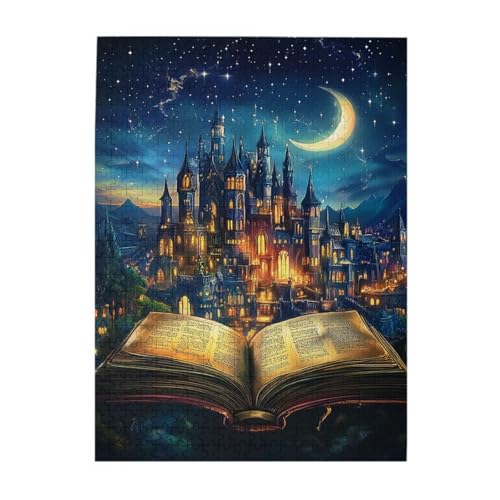 Vextrovia Holzpuzzles für Erwachsene, Kunstwerk voller Geheimnis und Fantasie, 500-teiliges Puzzle, offene Bücher und Mondschein Schlösser, entspannendes Brainstorming, ideal für Spieleabende Vextrovia Holzpuzzles für Erwachsene, Kunstwerk voller Geheimnis und Fantasie, 500-teiliges Puzzle, offene Bücher und Mondschein Schlösser, entspannendes Brainstorming, ideal für Spieleabende von Vextrovia