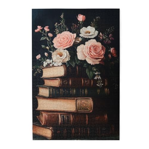 Vextrovia Holzpuzzles für Erwachsene 1000 Teile, Mittelalterlicher Stil Wandkunst, klassische Ästhetik, Vintage-Bücher und romantische Blumen, energetisches Brainstorming und stressabbauende Spiele Vextrovia Holzpuzzles für Erwachsene 1000 Teile, Mittelalterlicher Stil Wandkunst, klassische Ästhetik, Vintage-Bücher und romantische Blumen, energetisches Brainstorming und stressabbauende Spiele von Vextrovia