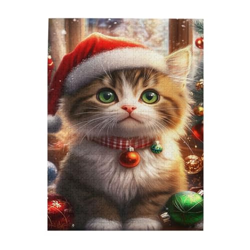 Vextrovia Kätzchen in Hüten, lustige Weihnachtsmotive, Stressabbau-Spiele, Holzpuzzles für Erwachsene, 500 Teile, klassische Ästhetik, lustiges Heimdekor-Kunstwerk, perfekt für Partys mit Freunden von Vextrovia