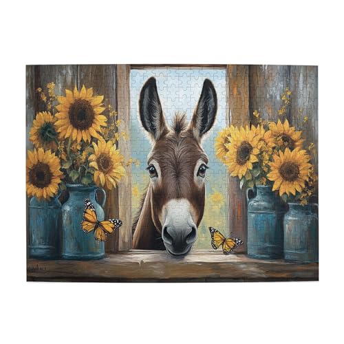 Vextrovia Klassisches Holzpuzzle im Landhausstil, Sonnenblumen und Esel, Puzzles für Erwachsene, 500 Teile, Puzzles sind geeignet für Heimdekoration, kreative Aktivitäten-Hobbys für Erwachsene Vextrovia Klassisches Holzpuzzle im Landhausstil, Sonnenblumen und Esel, Puzzles für Erwachsene, 500 Teile, Puzzles sind geeignet für Heimdekoration, kreative Aktivitäten-Hobbys für Erwachsene von Vextrovia
