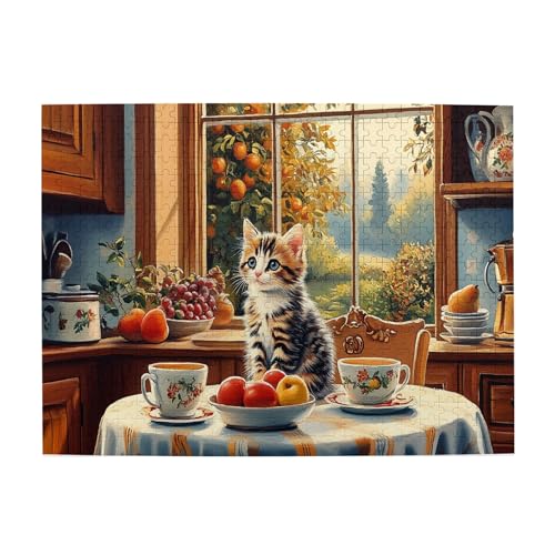 Vextrovia Lustige Holzpuzzles mit Küchenmotiven, Puzzles für Erwachsene, 500 Teile, Katze am Tisch, Erwachsene Holzpuzzles, ideal zur Entspannung und Präsentation für Puzzle-Enthusiasten Vextrovia Lustige Holzpuzzles mit Küchenmotiven, Puzzles für Erwachsene, 500 Teile, Katze am Tisch, Erwachsene Holzpuzzles, ideal zur Entspannung und Präsentation für Puzzle-Enthusiasten von Vextrovia