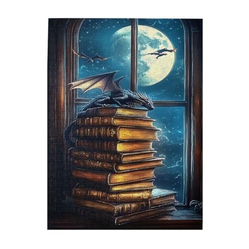 Vextrovia Moonlight Study The Dragon Guarding The Book, Wooden Puzzles for Adults 500 Pieces Imaginative Brainstorming, Stress Relieving Party Games, Pleasure, Relax Yourself Vextrovia Moonlight Study The Dragon Guarding The Book, Wooden Puzzles for Adults 500 Pieces Imaginative Brainstorming, Stress Relieving Party Games, Pleasure, Relax Yourself von Vextrovia