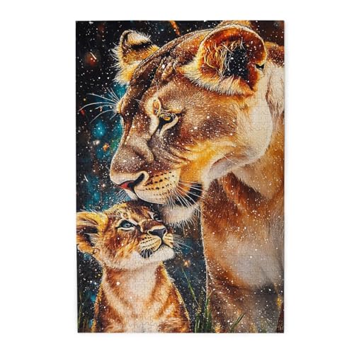 Vextrovia Mother-Lion on The Prairie, Classic Wildlife Themed Wall Art, Wooden Puzzles for Adults 1000 Pieces Energetic Brainstorming and Stress Relieving Games for Parties, Gifts for The Family von Vextrovia
