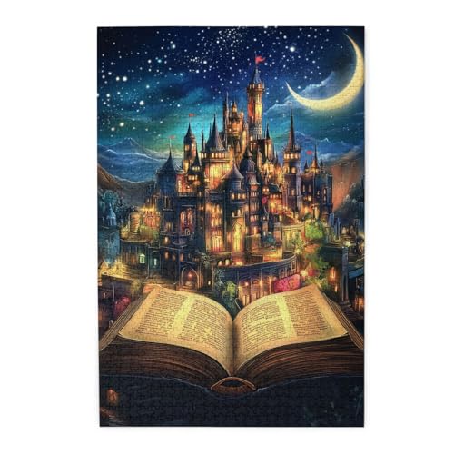 Vextrovia Open Books and Moonlit Castles, Adult Wooden Puzzles, 1000 Piece Jigsaw, Artwork Full of Mystery and Fantasy, Relaxing Brainstorming, Gifts for Family and Friends von Vextrovia