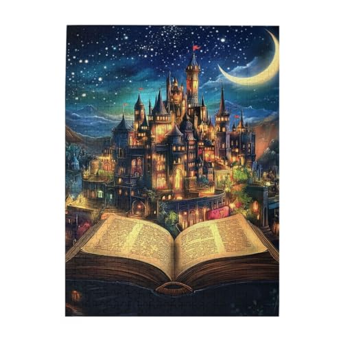 Vextrovia Open Books and Moonlit Castles, Adult Wooden Puzzles, 500 Piece Jigsaw, Artwork Full of Mystery and Fantasy, Relaxing Brainstorming, Gifts for Family and Friends Vextrovia Open Books and Moonlit Castles, Adult Wooden Puzzles, 500 Piece Jigsaw, Artwork Full of Mystery and Fantasy, Relaxing Brainstorming, Gifts for Family and Friends von Vextrovia