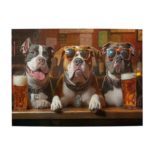 Vextrovia Pubs, Hunde und Bier, Puzzles für Erwachsene 500 Teile, Klassische amerikanische Holzpuzzle-Kunst, Erwachsenen-Holzpuzzle, Stressabbau und Heimdekoration, tolle Puzzles zum Vervollständigen von Vextrovia