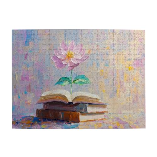 Vextrovia Puzzle für Erwachsene, 500 Teile, Impressionistisches Buch und Blumen, kreative Puzzles für Erwachsene, Holzpuzzle, 500 Teile für Erwachsene, Puzzle Vextrovia Puzzle für Erwachsene, 500 Teile, Impressionistisches Buch und Blumen, kreative Puzzles für Erwachsene, Holzpuzzle, 500 Teile für Erwachsene, Puzzle von Vextrovia