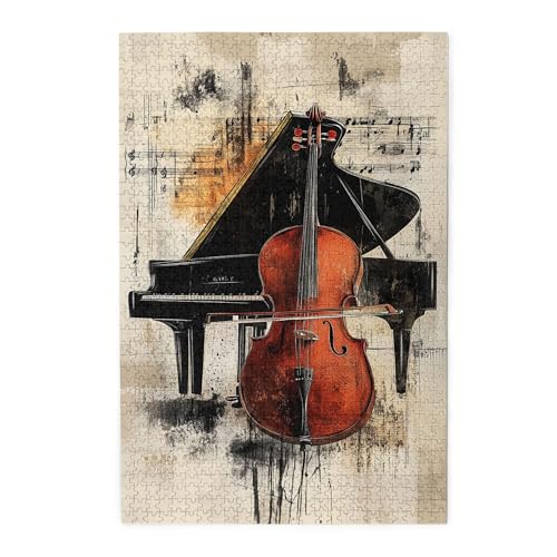 Vextrovia Puzzles für Erwachsene, 1000 Teile, Klavier, Cello und Noten, Holzpuzzles, Vintage-Musikinstrument-Poster, Kunstwerke für Erwachsene, unmöglich, schwierig, anspruchsvolle Puzzles für Vextrovia Puzzles für Erwachsene, 1000 Teile, Klavier, Cello und Noten, Holzpuzzles, Vintage-Musikinstrument-Poster, Kunstwerke für Erwachsene, unmöglich, schwierig, anspruchsvolle Puzzles für von Vextrovia