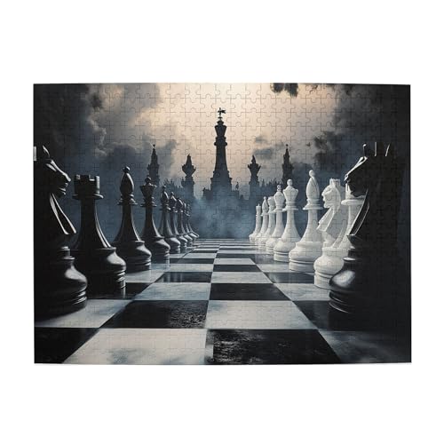 Vextrovia Puzzles für Erwachsene, 500 Teile, 500 Teile Fantasy-Schach, Erwachsenen-Holz-Puzzle, Schachspiel, Schach-Themenpuzzle für Puzzle-Liebhaber und Schachliebhaber, Entspannung von Körper und von Vextrovia