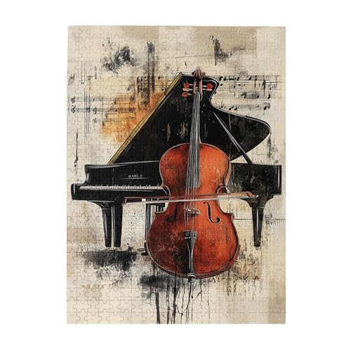 Vextrovia Puzzles für Erwachsene, 500 Teile, Klavier, Cello und Noten, Holzpuzzles, Vintage-Musikinstrument-Poster, Kunstwerke für Erwachsene, unmöglich, schwierig, anspruchsvolle Puzzles für Vextrovia Puzzles für Erwachsene, 500 Teile, Klavier, Cello und Noten, Holzpuzzles, Vintage-Musikinstrument-Poster, Kunstwerke für Erwachsene, unmöglich, schwierig, anspruchsvolle Puzzles für von Vextrovia