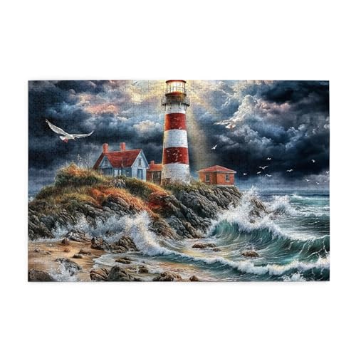 Vextrovia Puzzles für Erwachsene 1000 Teile, Leuchtturm vor dem Sturm, fantasievolle Holzpuzzles für Erwachsene, einzigartiges und schönes Design, haben Sie Spaß mit Ihrer Familie auf Hauspartys und Vextrovia Puzzles für Erwachsene 1000 Teile, Leuchtturm vor dem Sturm, fantasievolle Holzpuzzles für Erwachsene, einzigartiges und schönes Design, haben Sie Spaß mit Ihrer Familie auf Hauspartys und von Vextrovia
