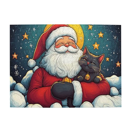 Vextrovia Puzzles für Erwachsene 500 Teile, Weihnachtsmann hält eine Katze, Holzpuzzles, Extrem fantasievolle Weihnachtspuzzles, Ameri von Vextrovia