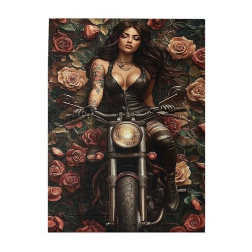 Vextrovia Rose Wall and Girl Riding Motorrad, 500 Stück Erwachsene Holzpuzzle, klassisches amerikanisches Puzzlespiel, für Freunde auf der Party zu vervollständigen, den Druck der Arbeit zu lindern Vextrovia Rose Wall and Girl Riding Motorrad, 500 Stück Erwachsene Holzpuzzle, klassisches amerikanisches Puzzlespiel, für Freunde auf der Party zu vervollständigen, den Druck der Arbeit zu lindern von Vextrovia
